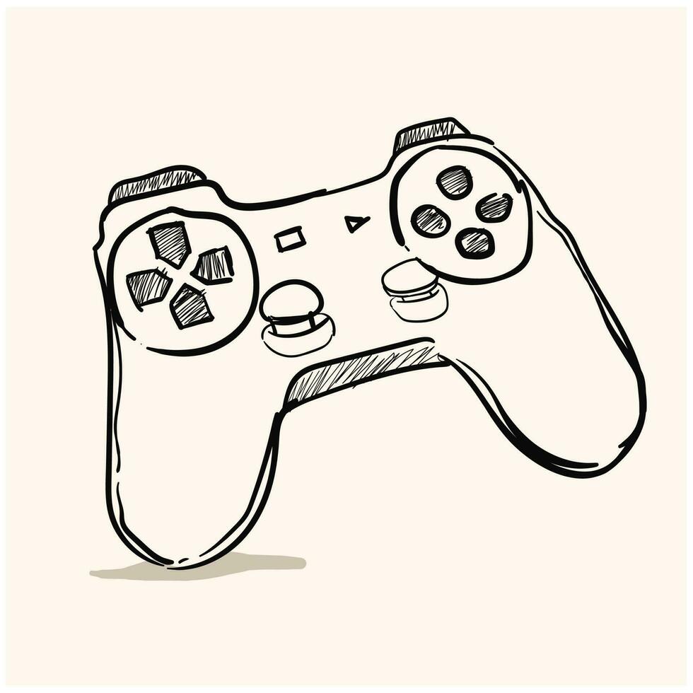 juego controlador garabatear, un mano dibujado vector garabatear ilustración de un vídeo juego controlador.