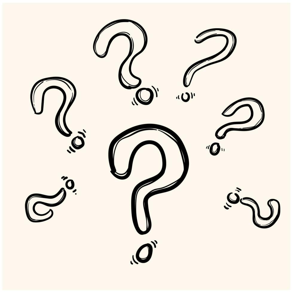 Set of hand drawn question marks. doodle questions marks. vector illustration.