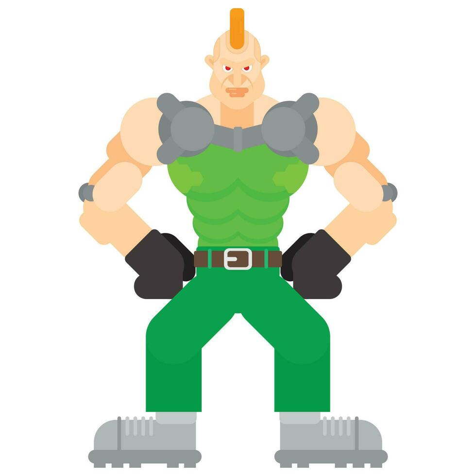 Muscular cyborg man. Flat design vector illustration