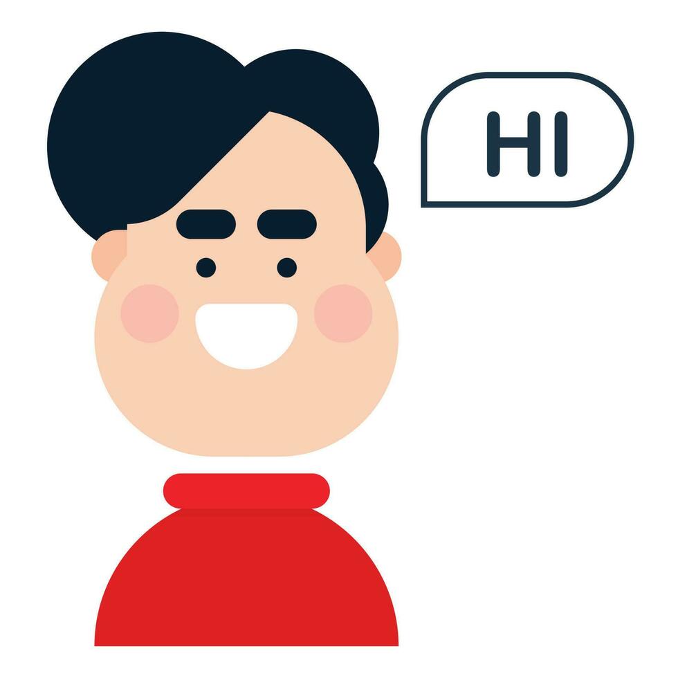 Boy avatar with hi message. vector illustration