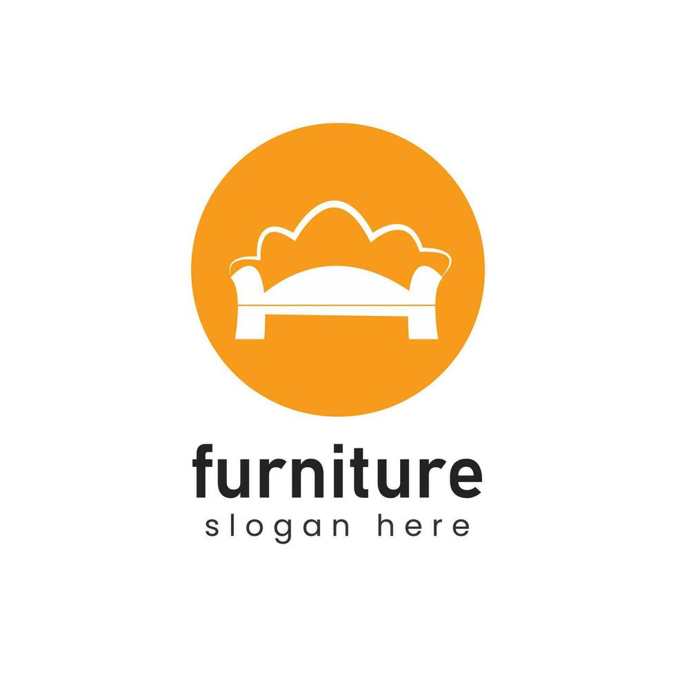 Furniture flat sofa logo design vector template.