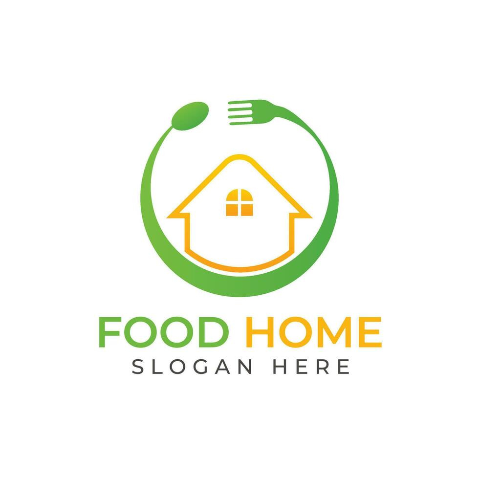 Home food logo design and restaurant house logo template. vector