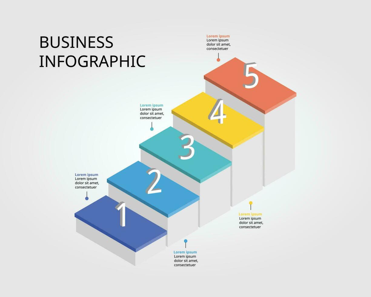 level template for infographic for presentation for 5 element vector