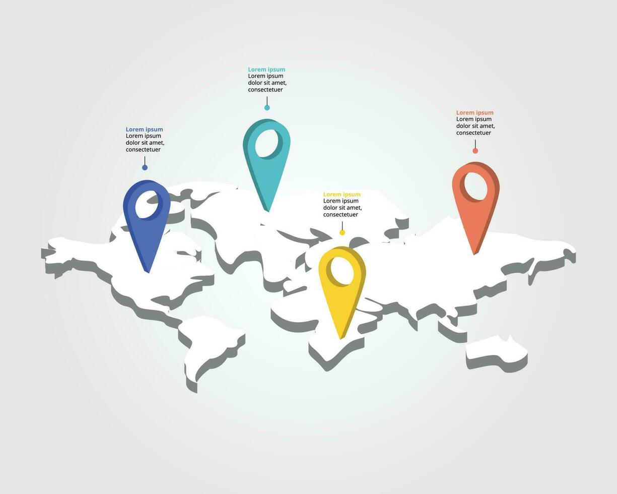 World Map Infographic with 4 element for infographic or presentation vector
