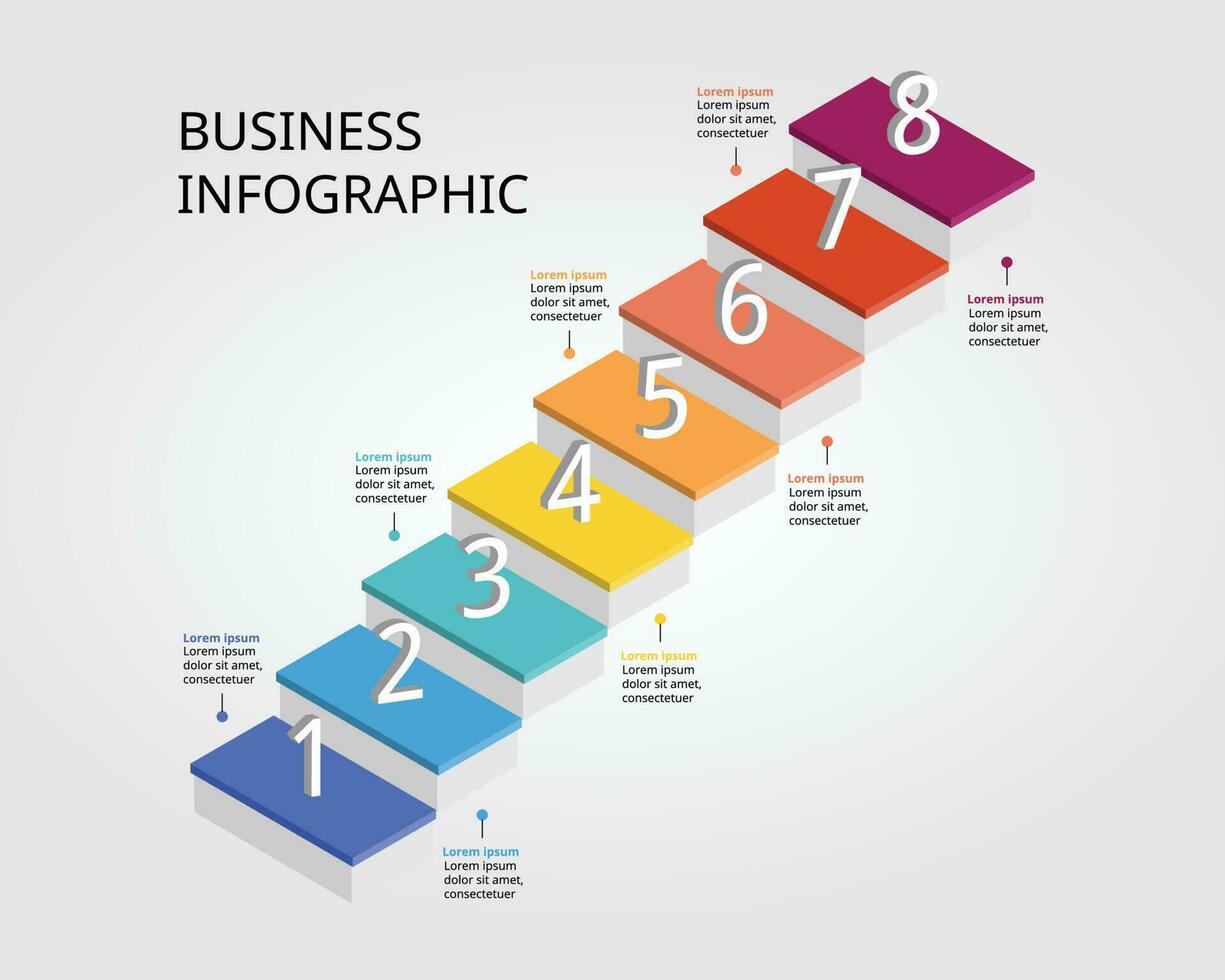 level template for infographic for presentation for 8 element vector