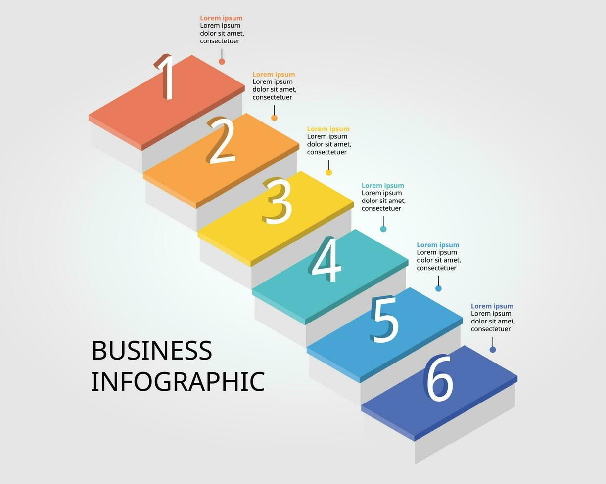 nivel modelo para infografía para presentación para 6 6 elemento vector