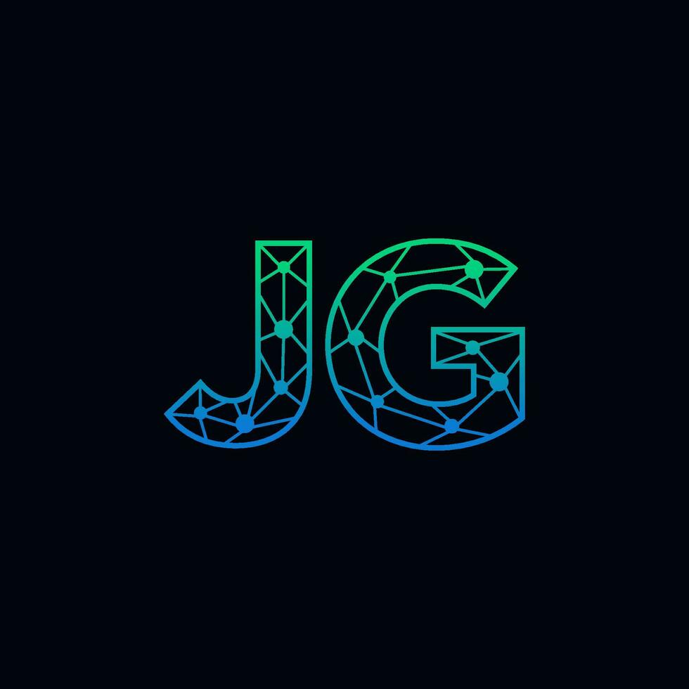 Abstract letter JG logo design with line dot connection for technology and digital business company. vector