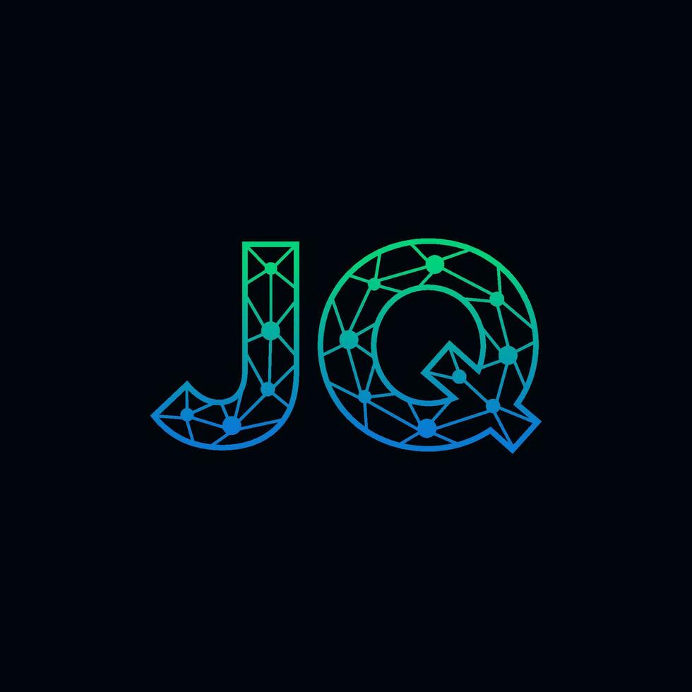 resumen letra jq logo diseño con línea punto conexión para tecnología y digital negocio compañía. vector