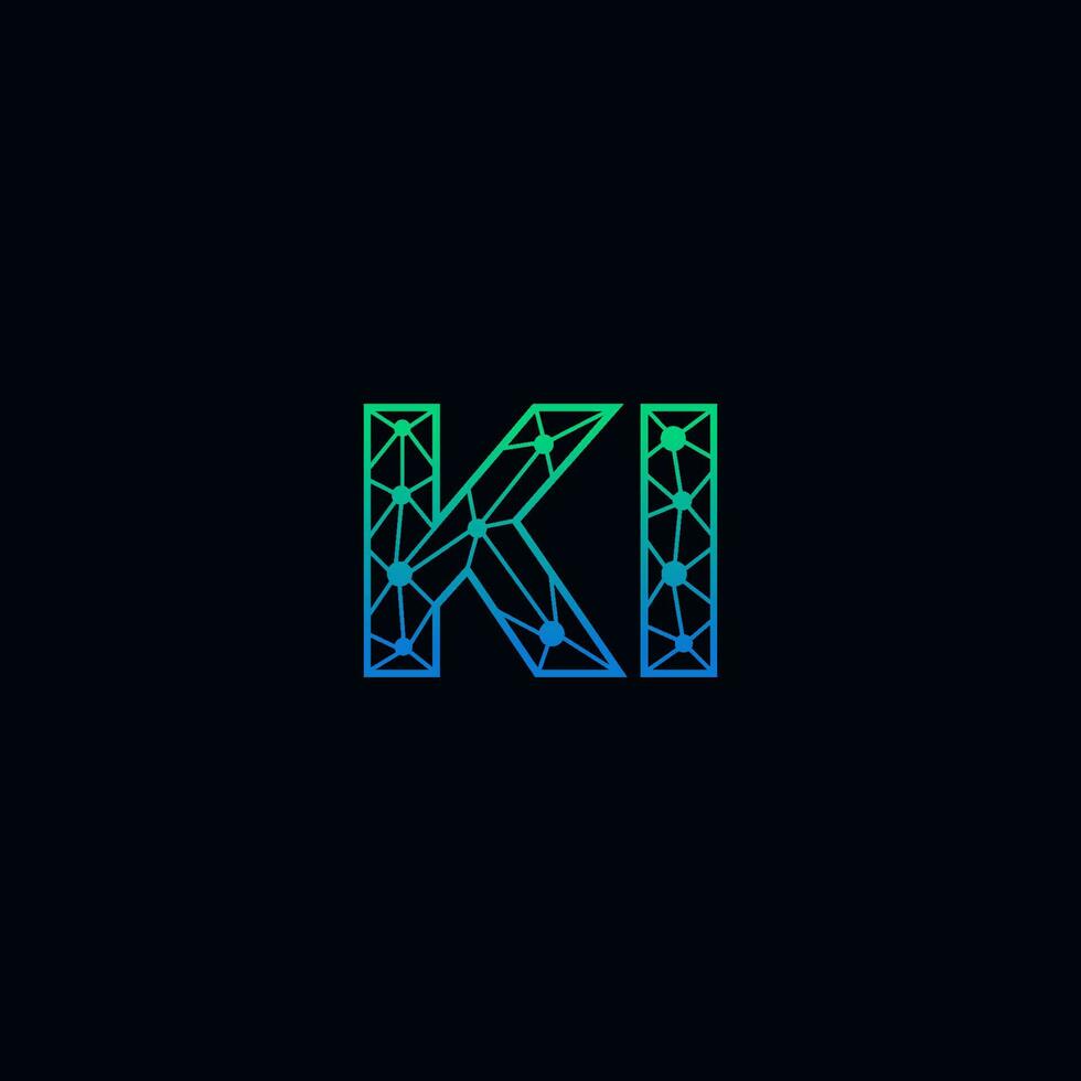 resumen letra ki logo diseño con línea punto conexión para tecnología y digital negocio compañía. vector