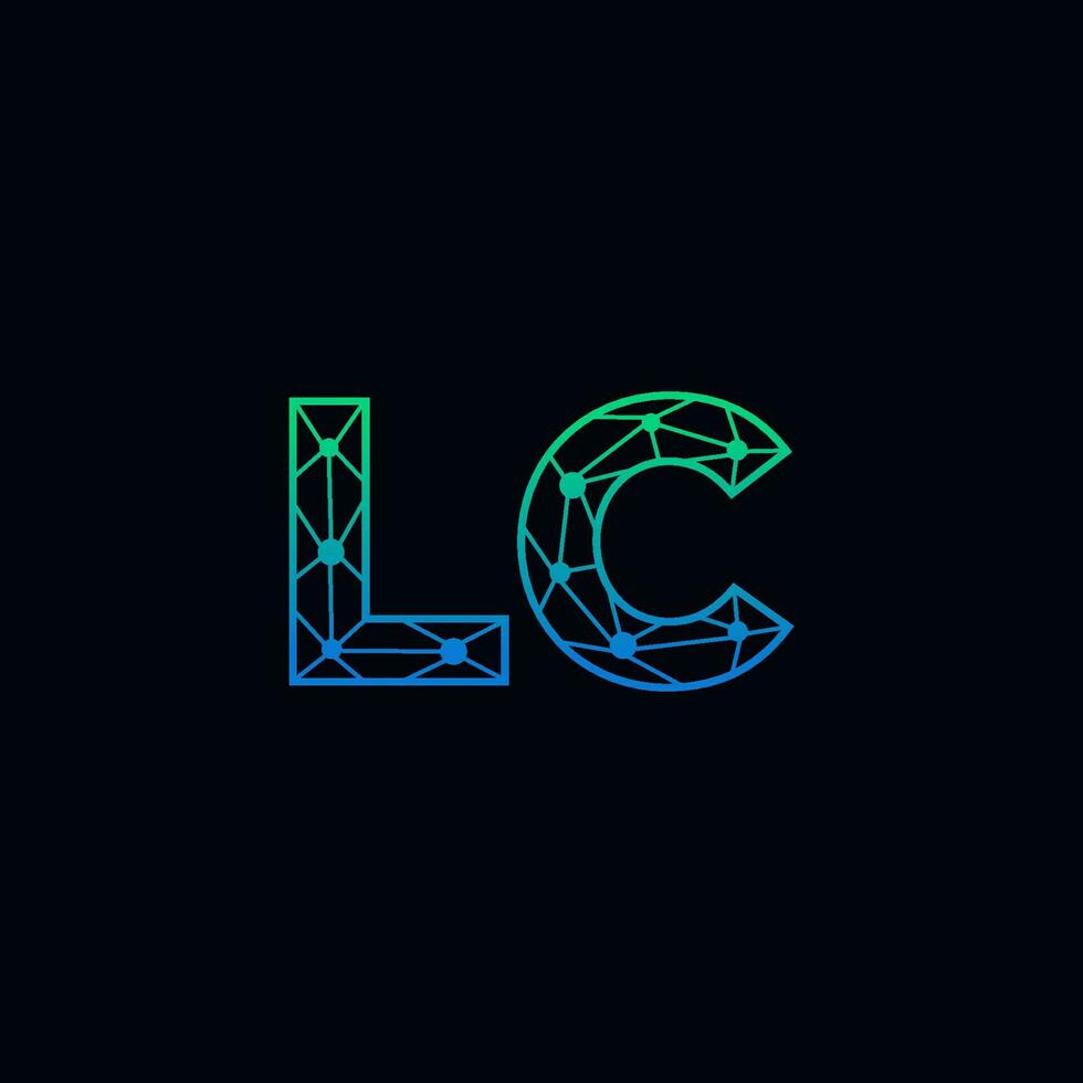 Abstract letter LC logo design with line dot connection for technology and digital business company. vector