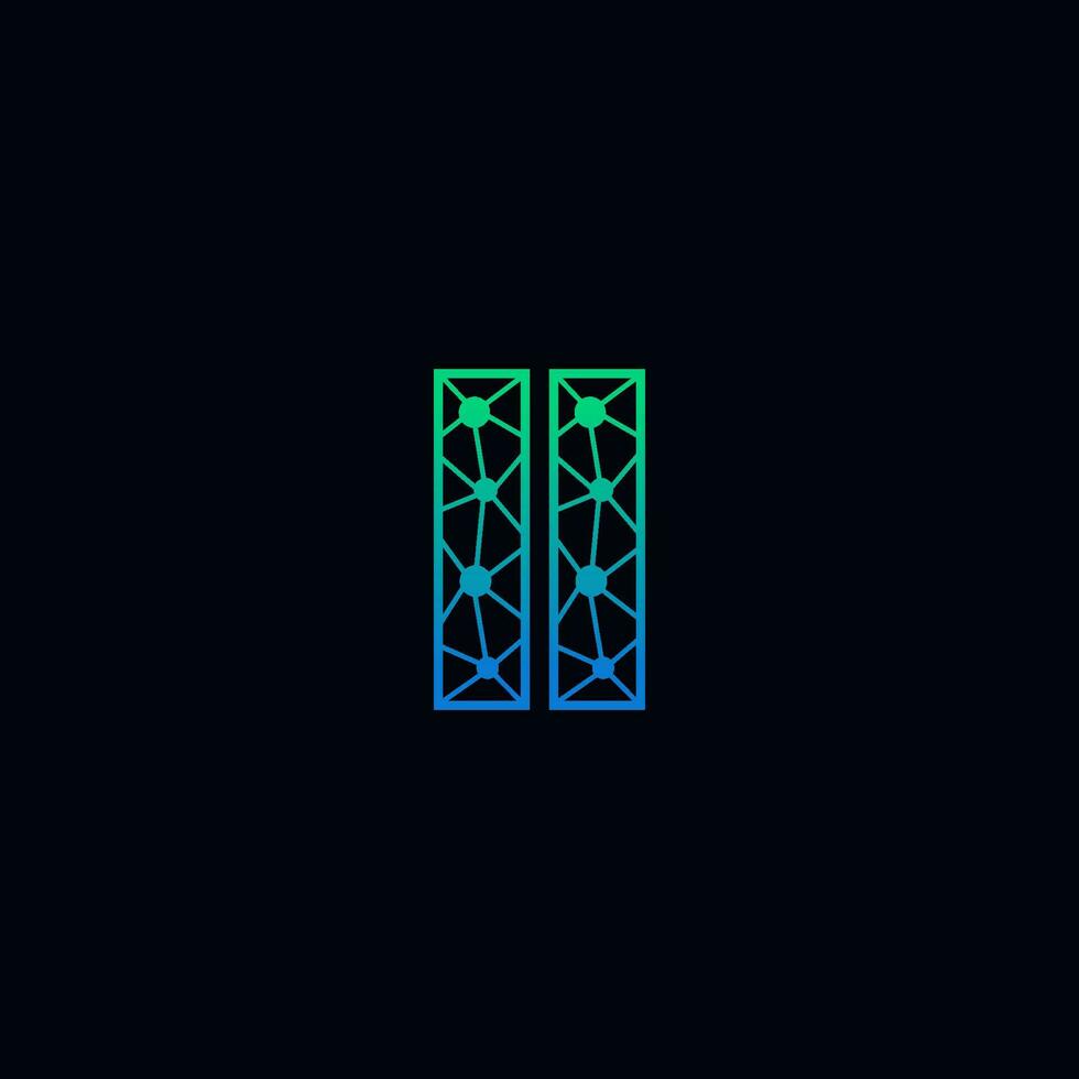 Abstract letter II logo design with line dot connection for technology and digital business company. vector