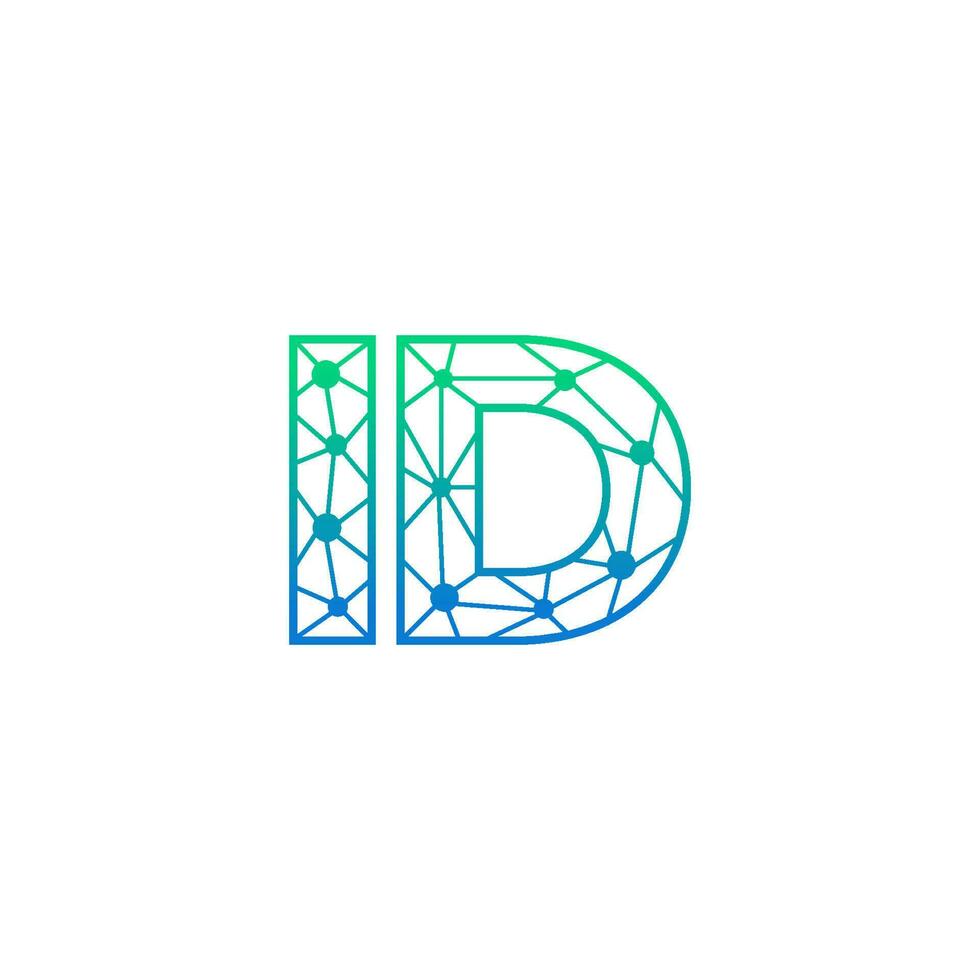 Abstract letter ID logo design with line dot connection for technology and digital business company. vector