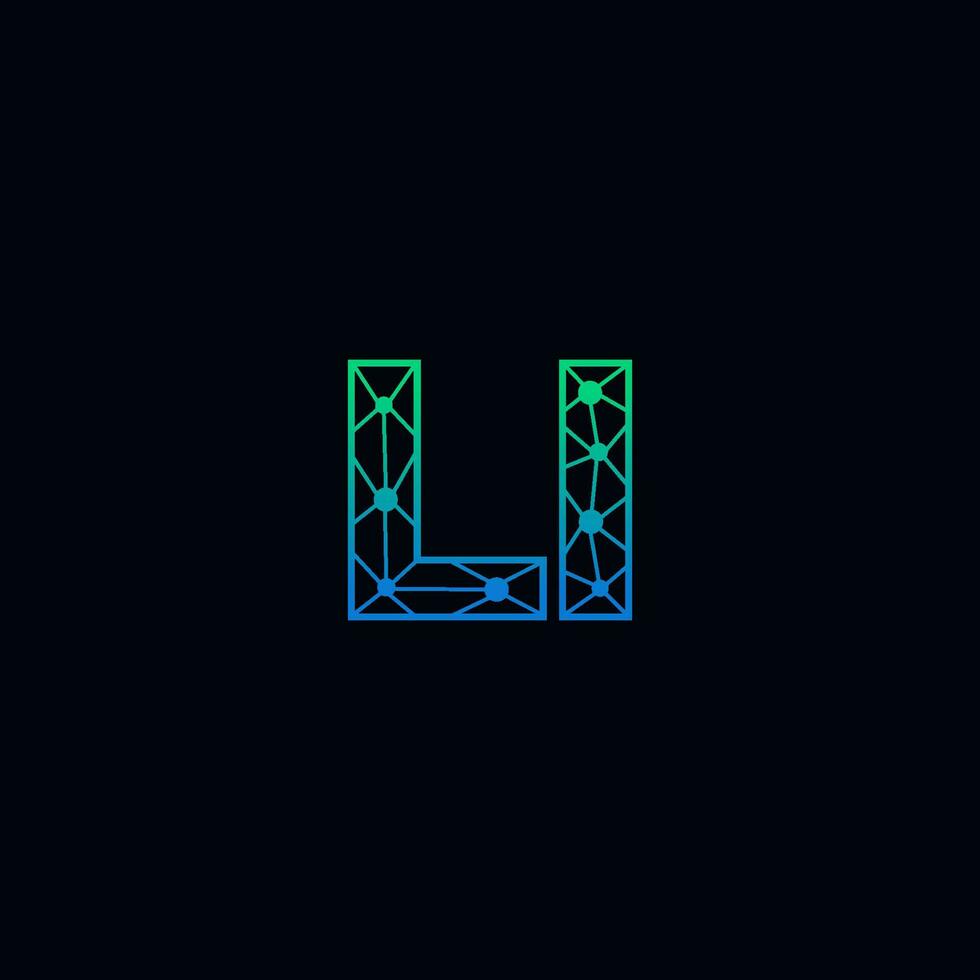 Abstract letter LI logo design with line dot connection for technology and digital business company. vector