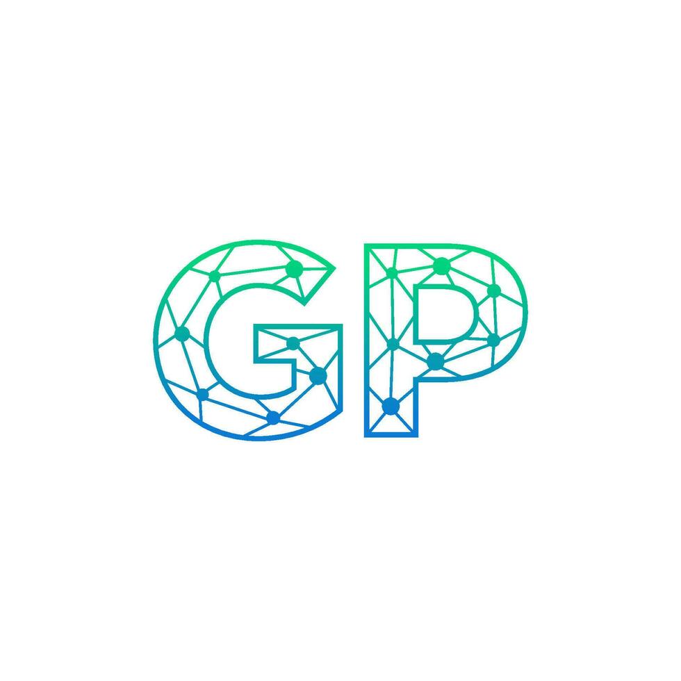 Abstract letter GP logo design with line dot connection for technology and digital business company. vector
