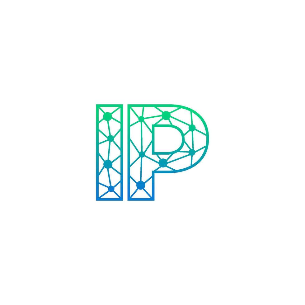 Abstract letter IP logo design with line dot connection for technology and digital business company. vector