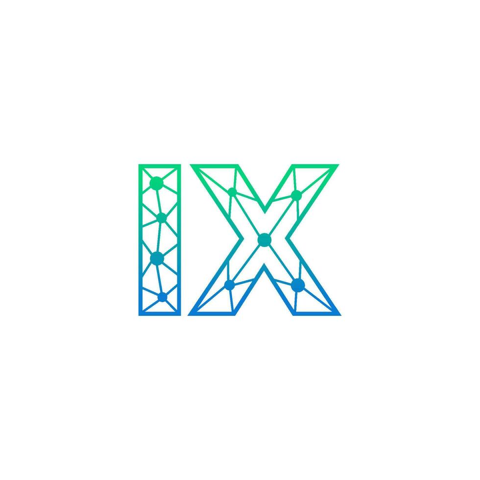 Abstract letter IX logo design with line dot connection for technology and digital business company. vector