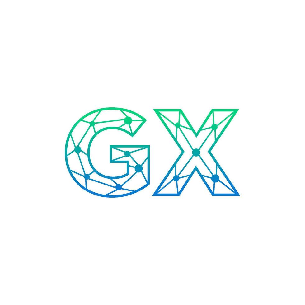 Abstract letter GX logo design with line dot connection for technology and digital business company. vector