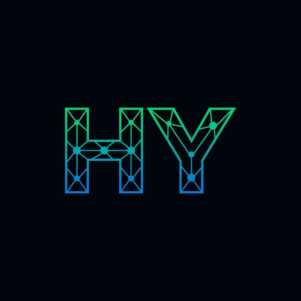Abstract letter HY logo design with line dot connection for technology and digital business company. vector