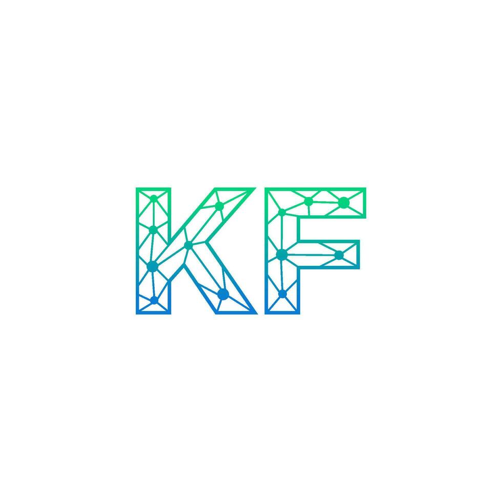 Abstract letter KF logo design with line dot connection for technology and digital business company. vector