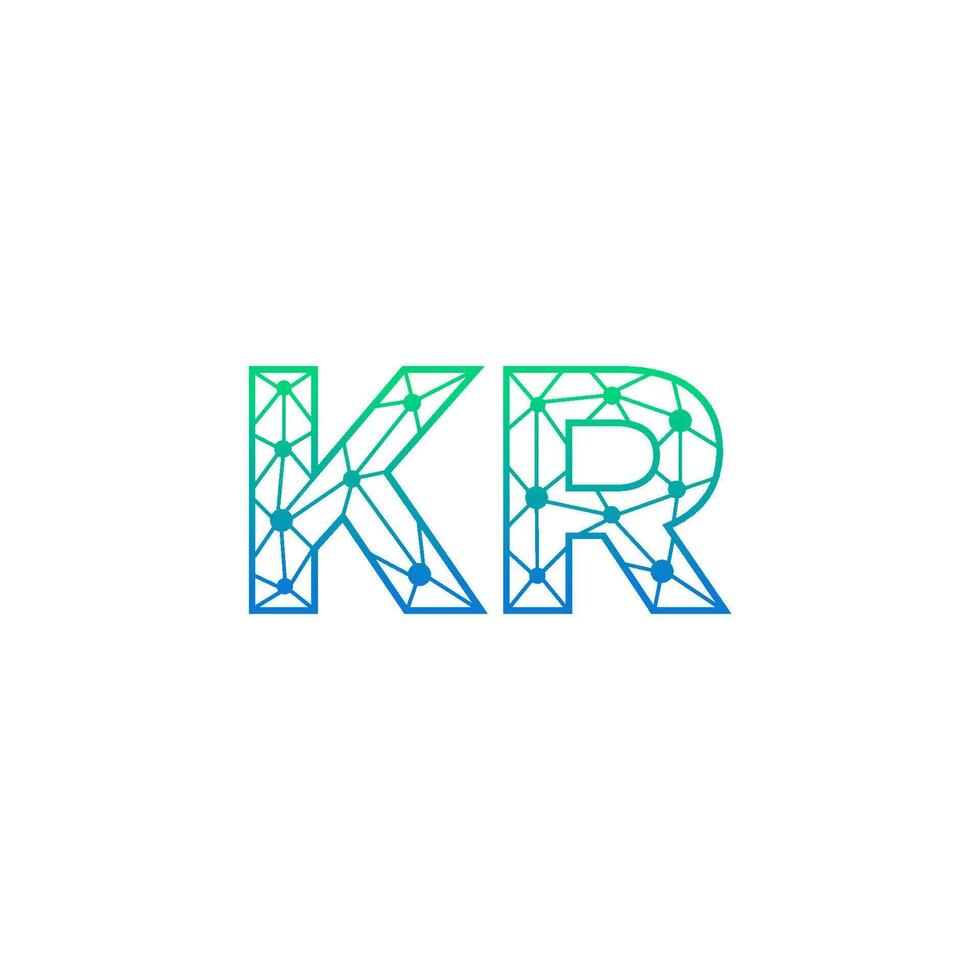 Abstract letter KR logo design with line dot connection for technology and digital business company. vector