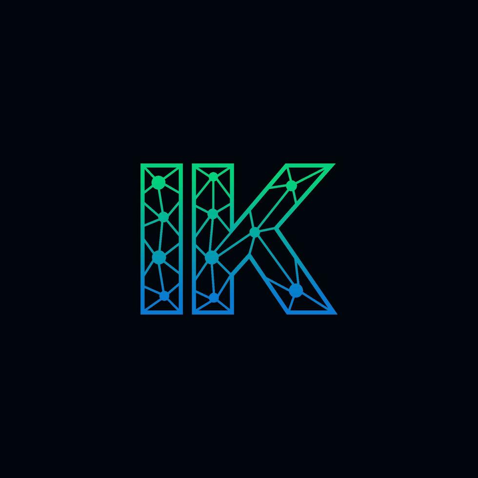 Abstract letter IK logo design with line dot connection for technology and digital business company. vector