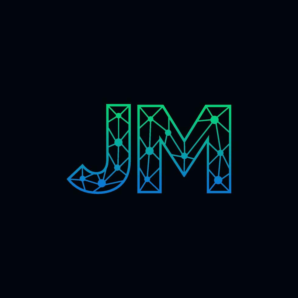 Abstract letter JM logo design with line dot connection for technology and digital business company. vector