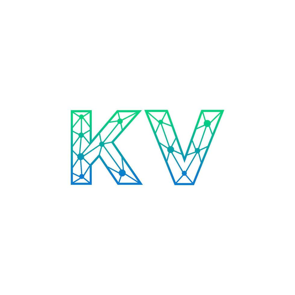 Abstract letter KV  logo design with line dot connection for technology and digital business company. vector