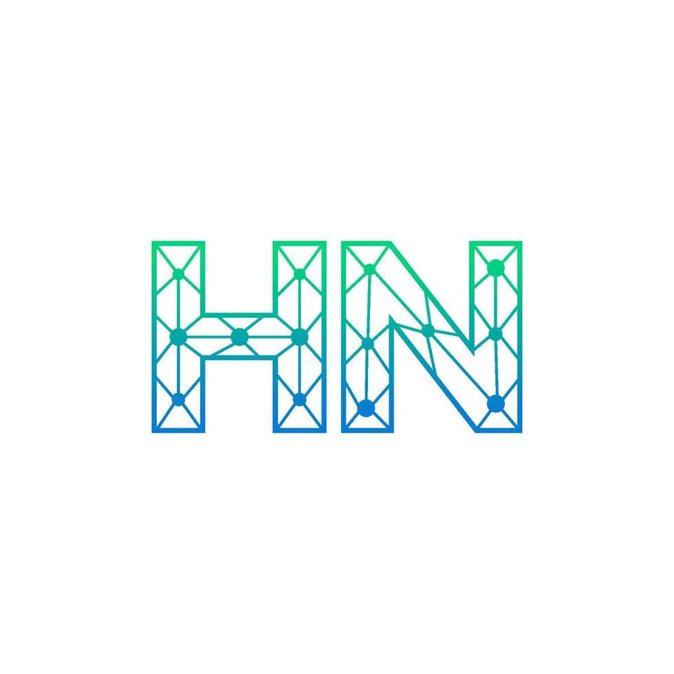Abstract letter HN logo design with line dot connection for technology and digital business company. vector