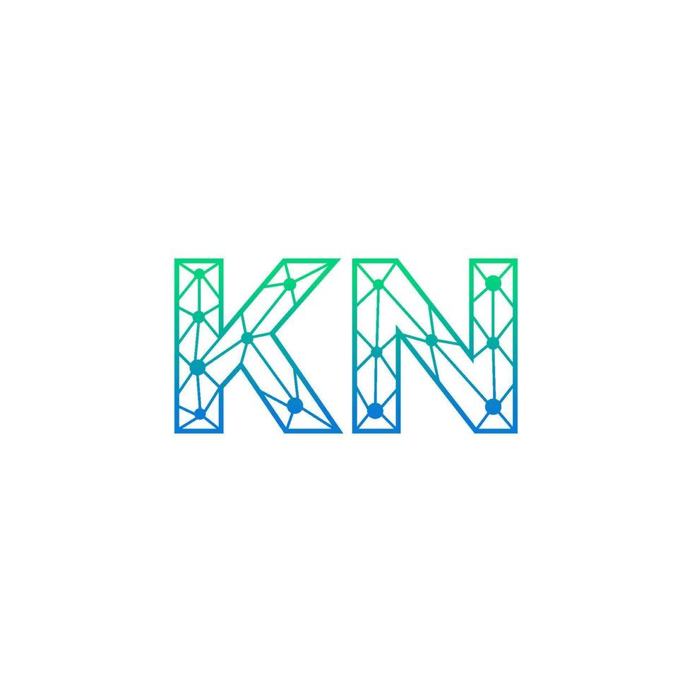 Abstract letter KN logo design with line dot connection for technology and digital business company. vector
