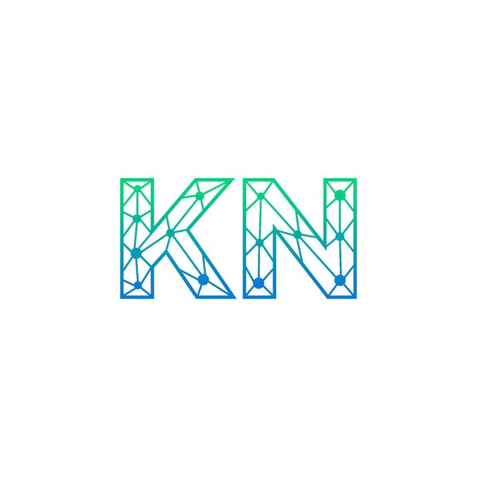 Abstract letter KN logo design with line dot connection for technology and digital business company. vector