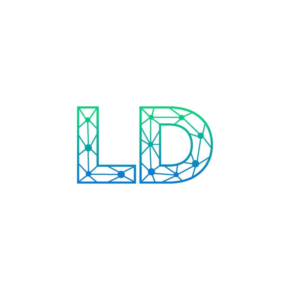 Abstract letter LD logo design with line dot connection for technology and digital business company. vector