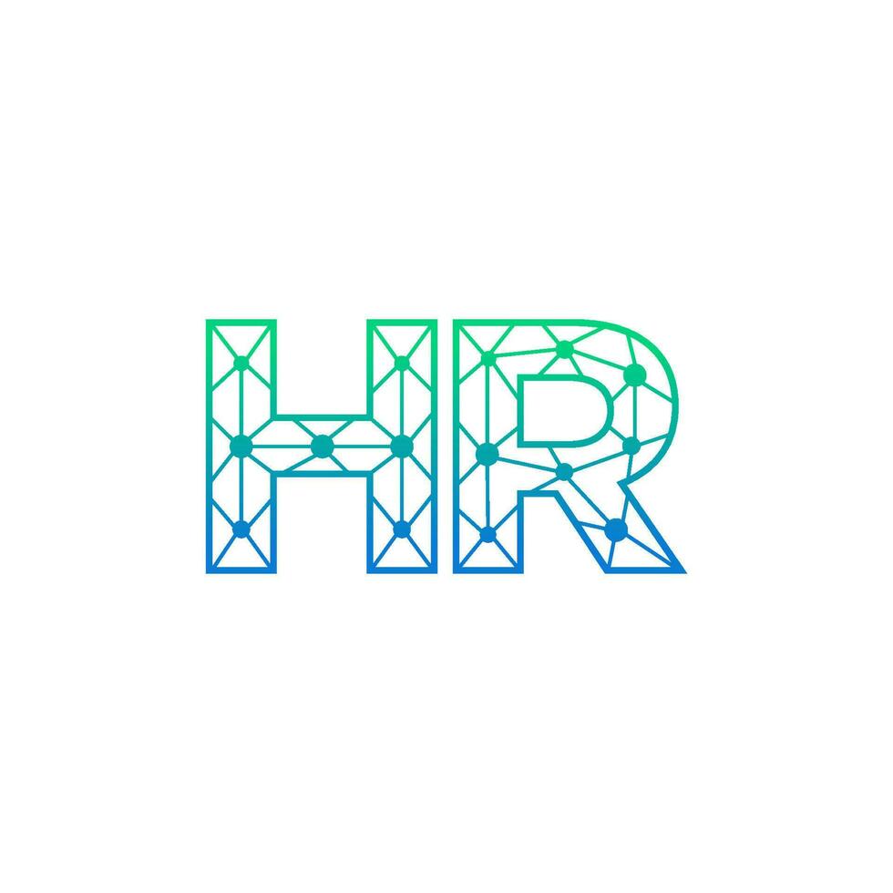 Abstract letter HR logo design with line dot connection for technology and digital business company. vector