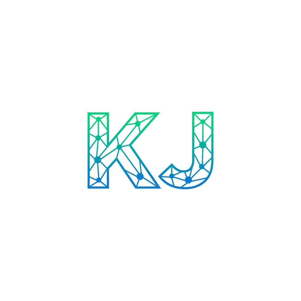 Abstract letter KJ logo design with line dot connection for technology and digital business company. vector