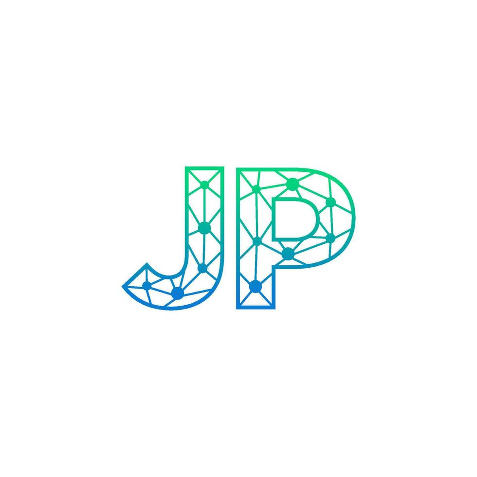 Abstract letter JP logo design with line dot connection for technology and digital business company. vector