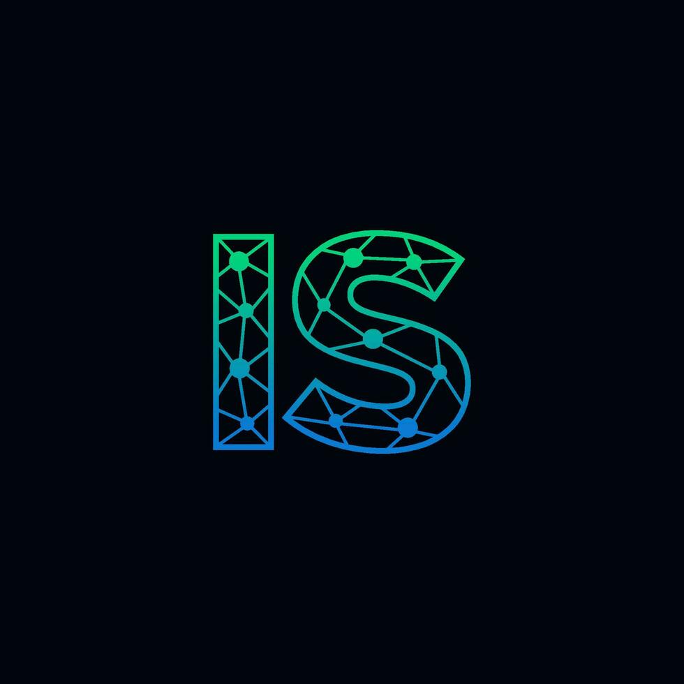 Abstract letter IS logo design with line dot connection for technology and digital business company. vector