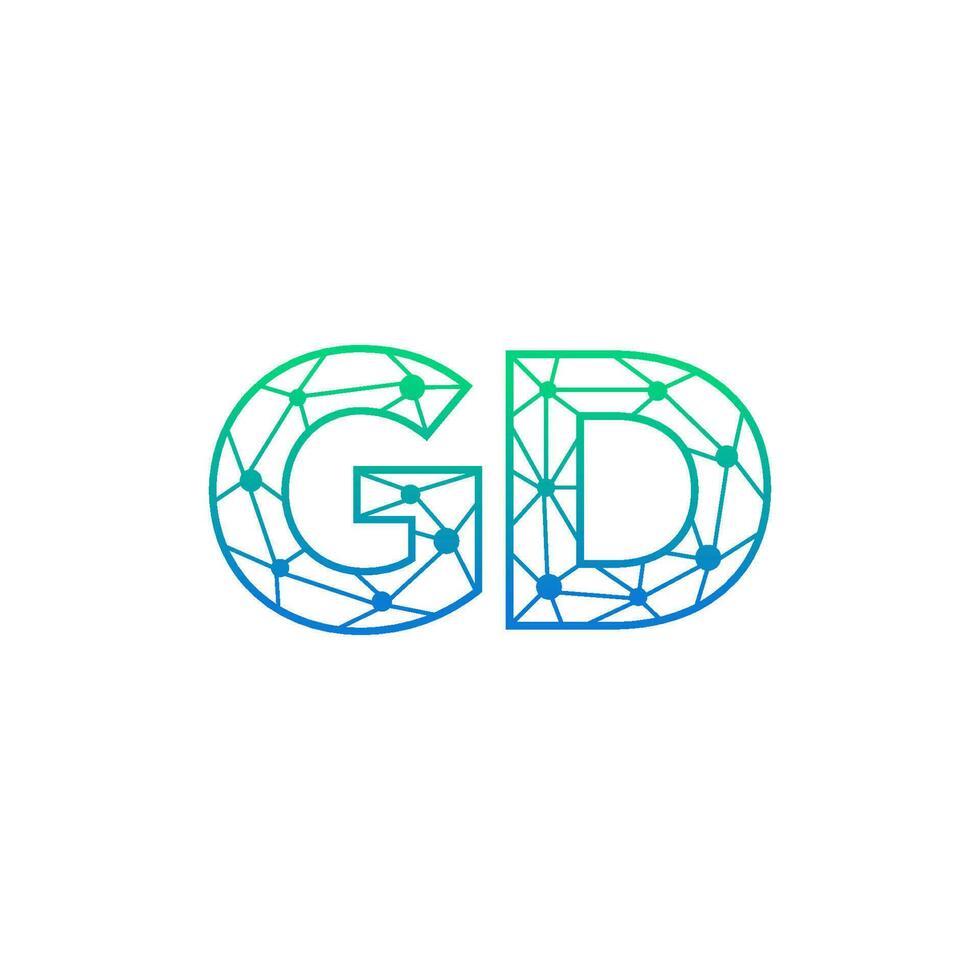 Abstract letter GD logo design with line dot connection for technology and digital business company. vector
