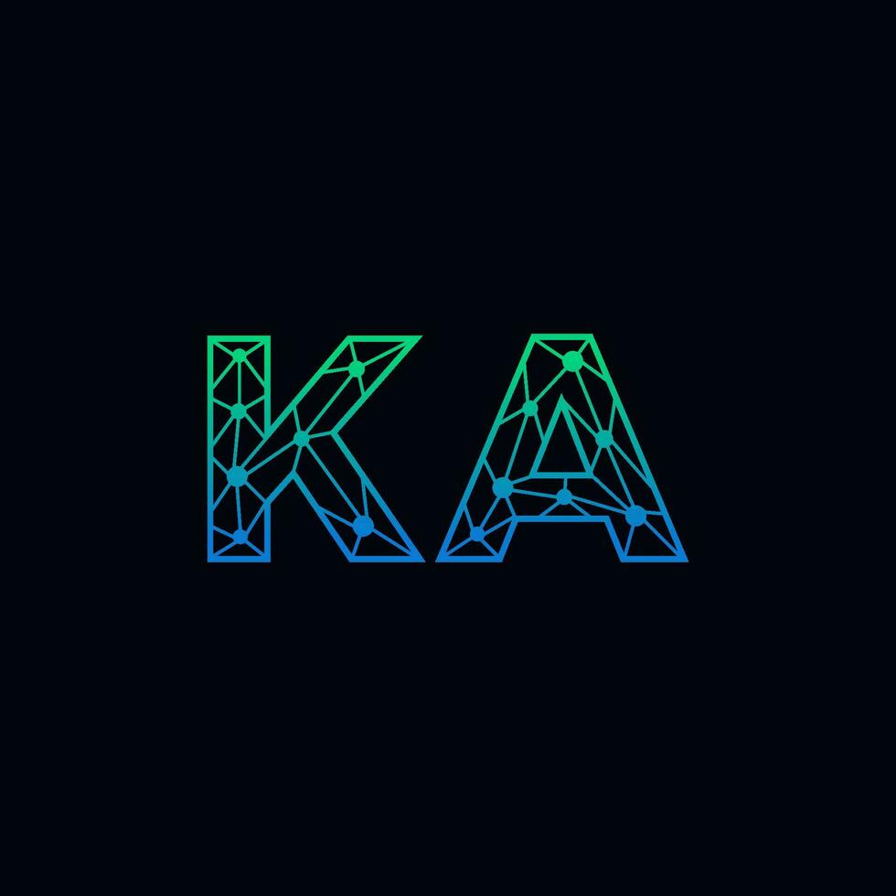 Abstract letter KA  logo design with line dot connection for technology and digital business company. vector