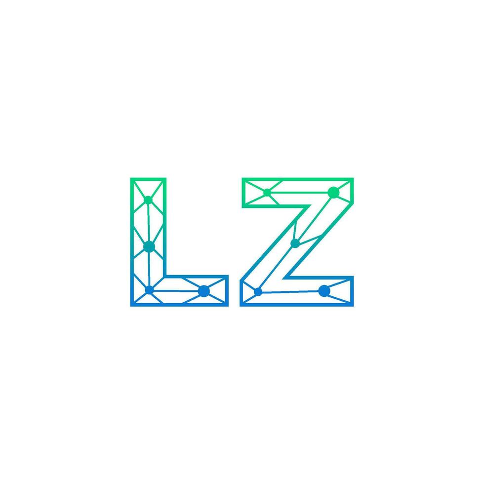 Abstract letter LZ logo design with line dot connection for technology and digital business company. vector