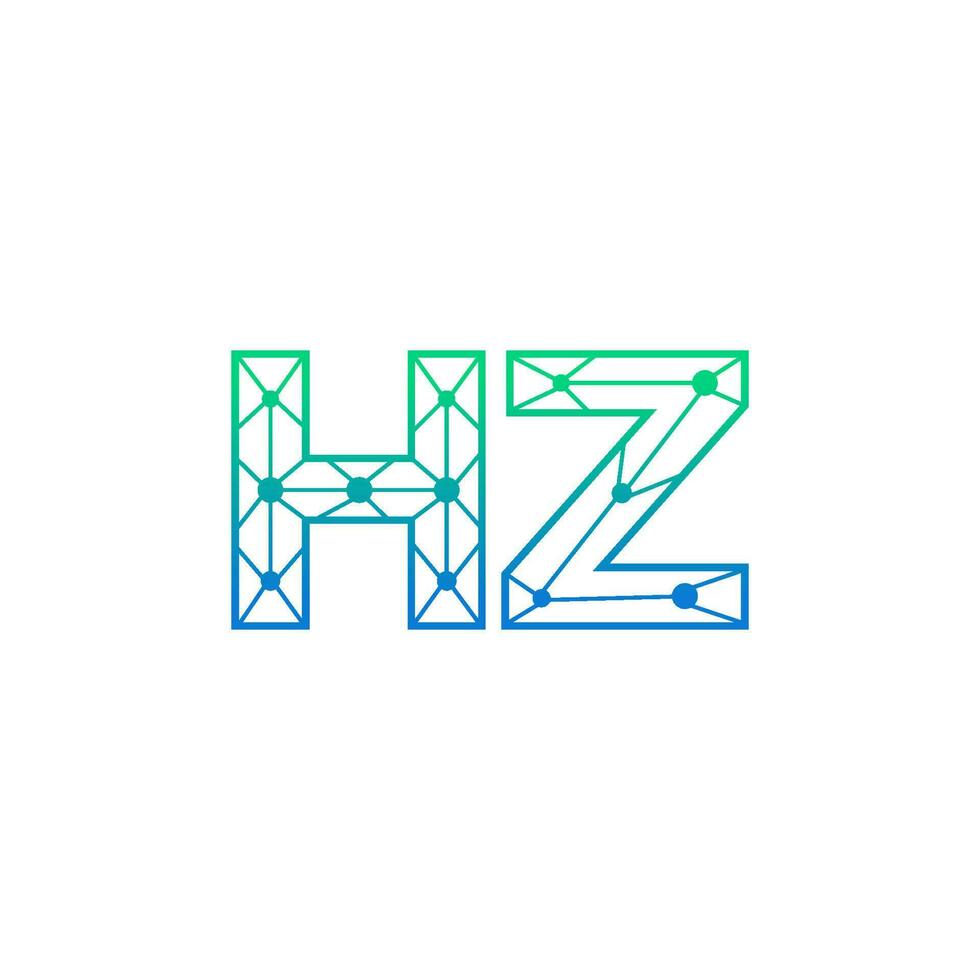 Abstract letter HZ logo design with line dot connection for technology and digital business company. vector
