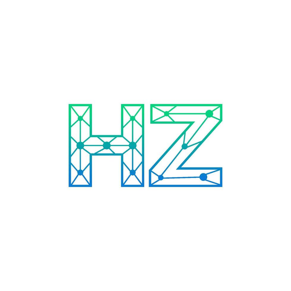 resumen letra hz logo diseño con línea punto conexión para tecnología y digital negocio compañía. vector