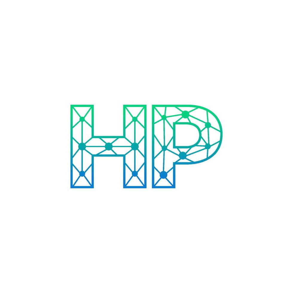 Abstract letter HP logo design with line dot connection for technology and digital business company. vector