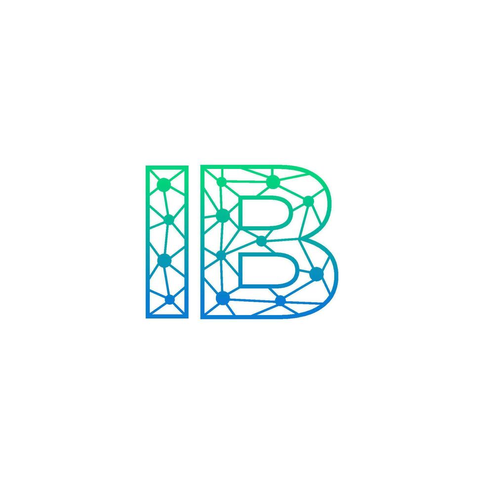Abstract letter IB logo design with line dot connection for technology and digital business company. vector