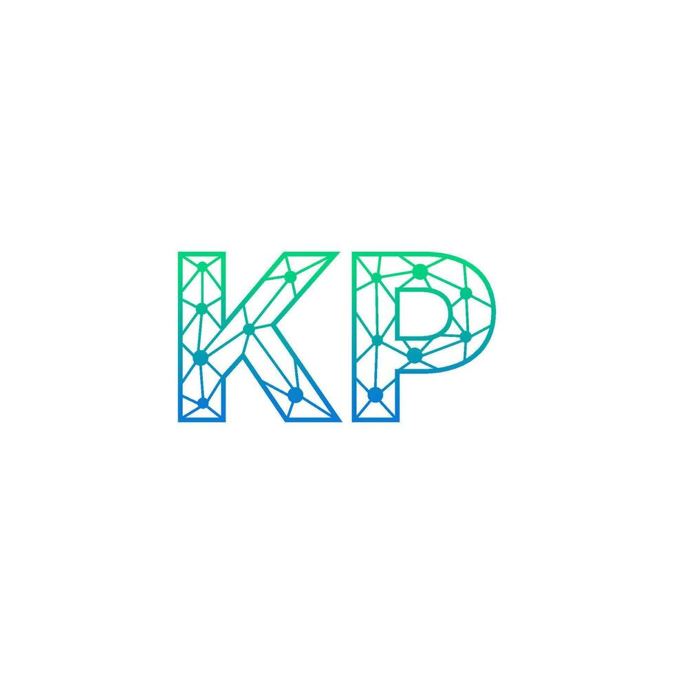 Abstract letter KP logo design with line dot connection for technology and digital business company. vector