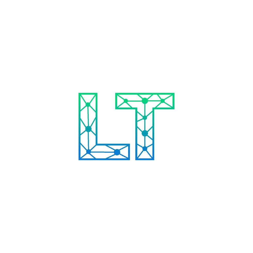 Abstract letter LT logo design with line dot connection for technology and digital business company. vector