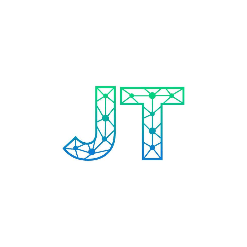 Abstract letter JT logo design with line dot connection for technology and digital business company. vector