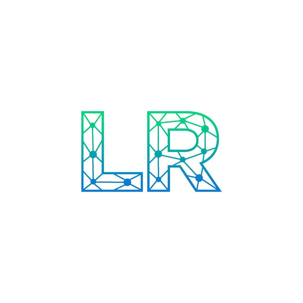 Abstract letter LR logo design with line dot connection for technology and digital business company. vector