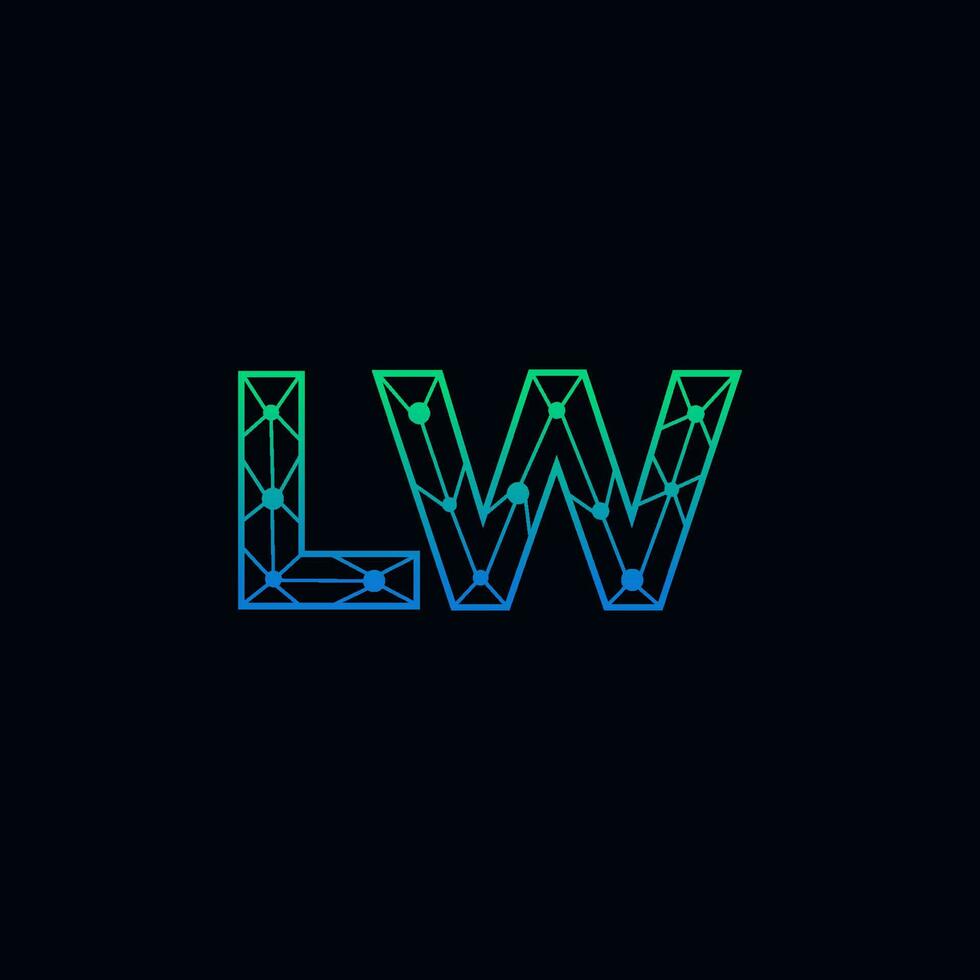 Abstract letter LW logo design with line dot connection for technology and digital business company. vector