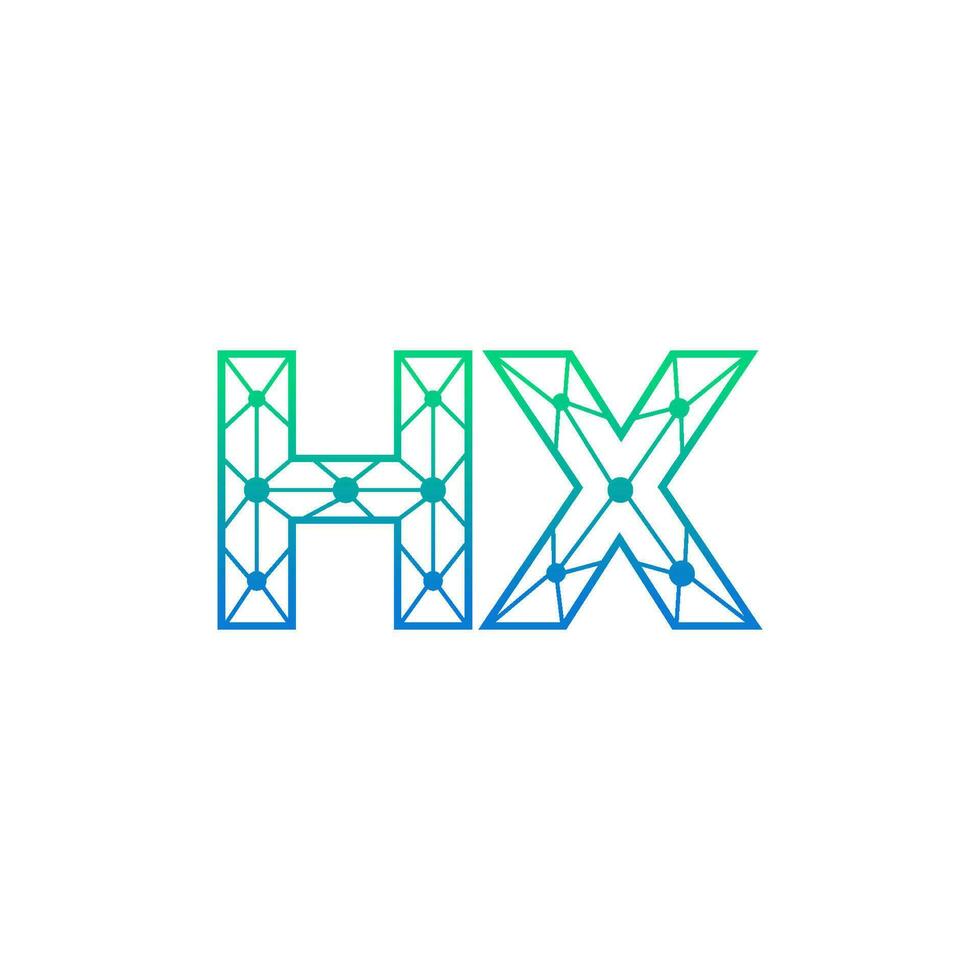 Abstract letter HX logo design with line dot connection for technology and digital business company. vector