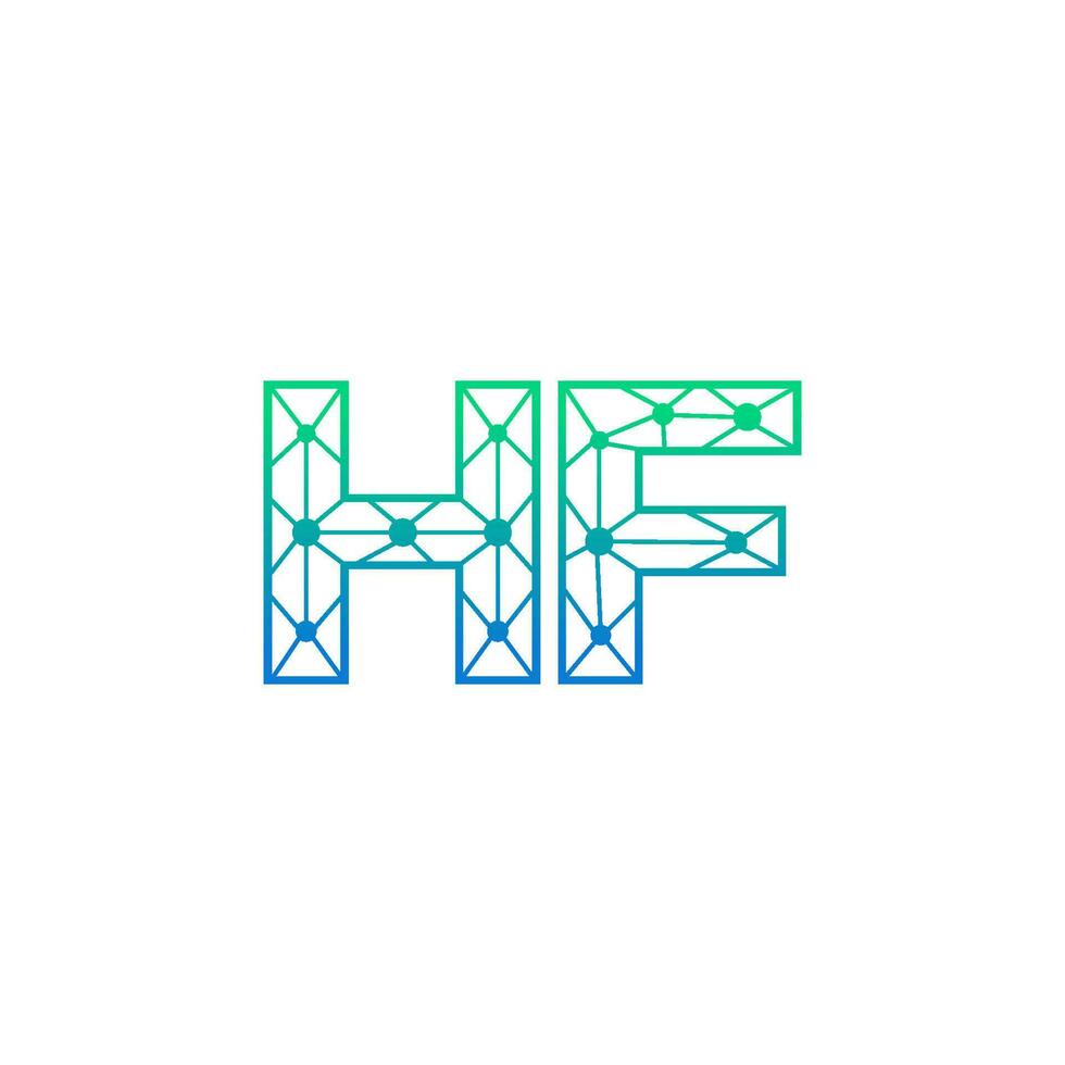 Abstract letter HF logo design with line dot connection for technology and digital business company. vector