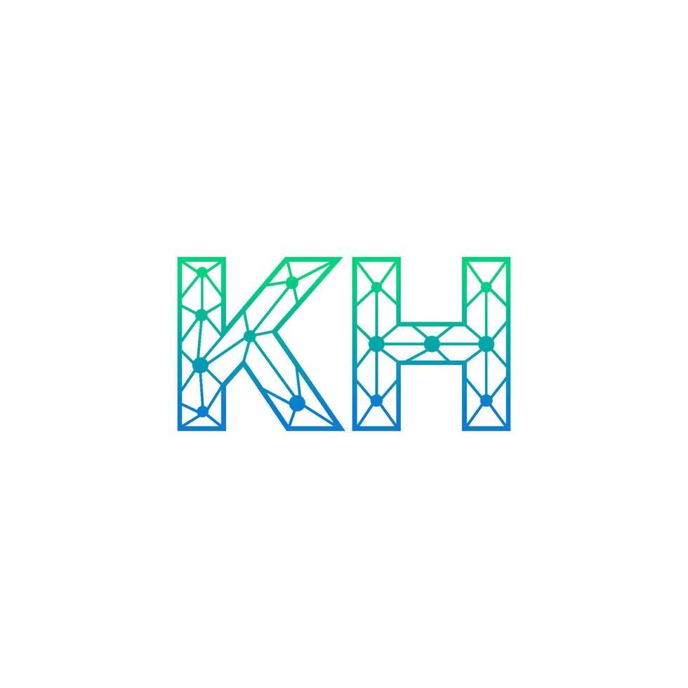 Abstract letter KH logo design with line dot connection for technology and digital business company. vector